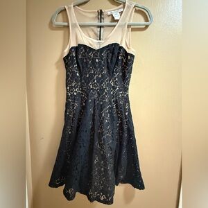 American Rag Black and Tan Lace Mini Dress